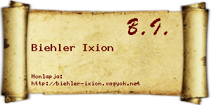 Biehler Ixion névjegykártya